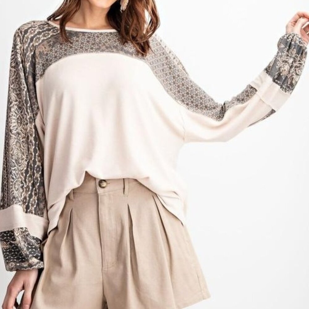 NWT Bubble Sleeve French Terry Long Sleeve Top
